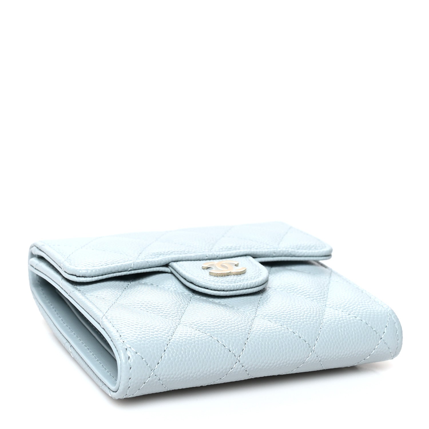 Chanel Caviar Quilted Compact Flap Wallet Light Blue 4 of 10