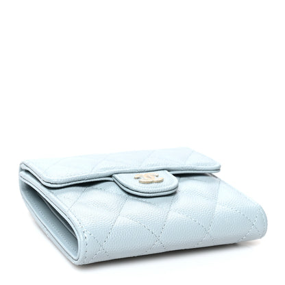 Chanel Caviar Quilted Compact Flap Wallet Light Blue 4 of 10