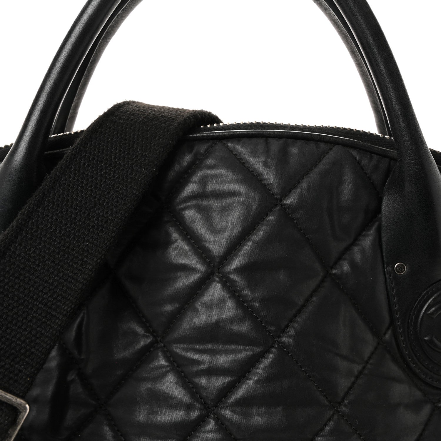 Chanel Coated Canvas Quilted Large Garment Travel Bag Black 8 of 10