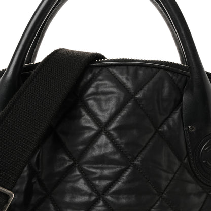 Chanel Coated Canvas Quilted Large Garment Travel Bag Black 8 of 10