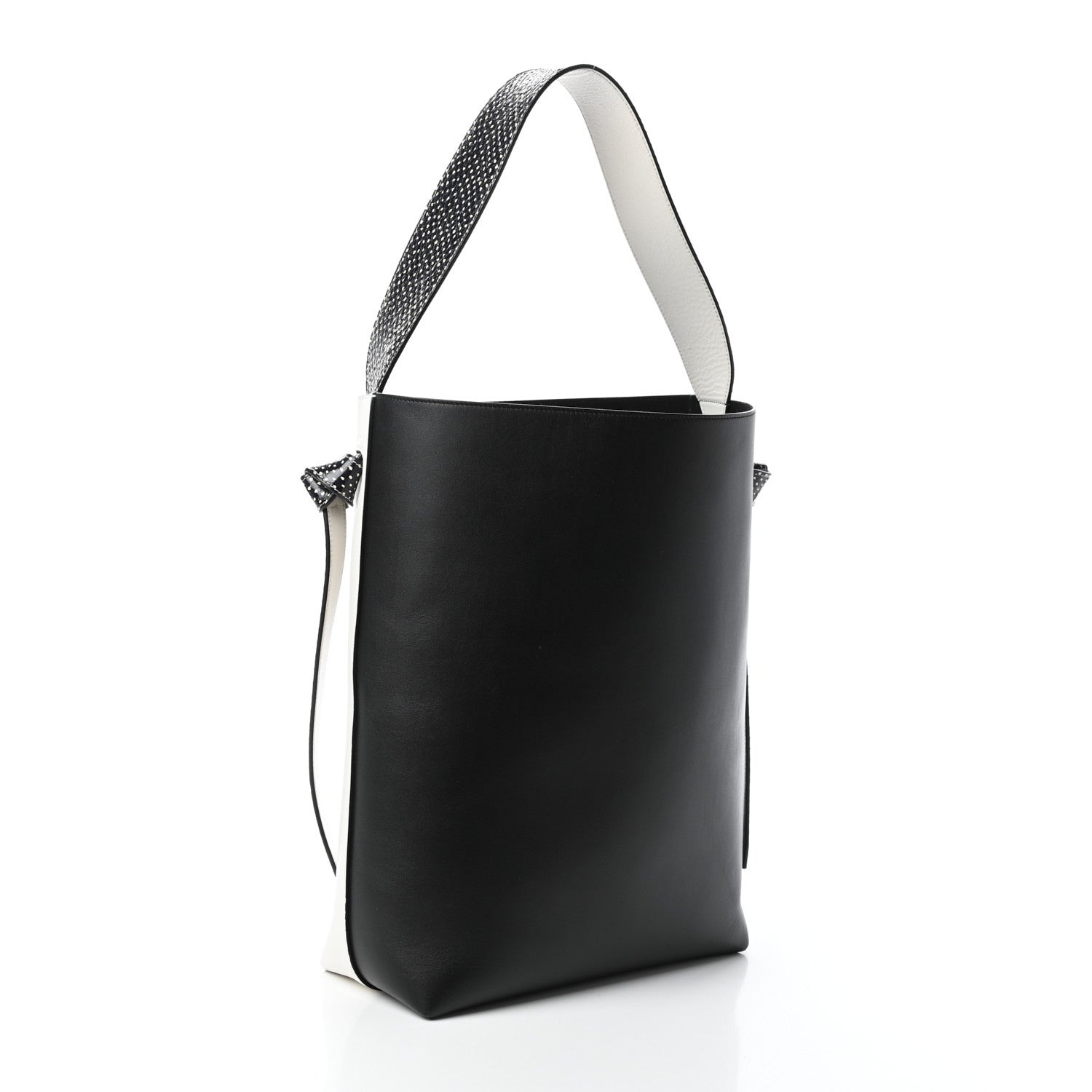 Celine Shiny Smooth Calfskin Small Twisted Cabas White Black 3 of 10