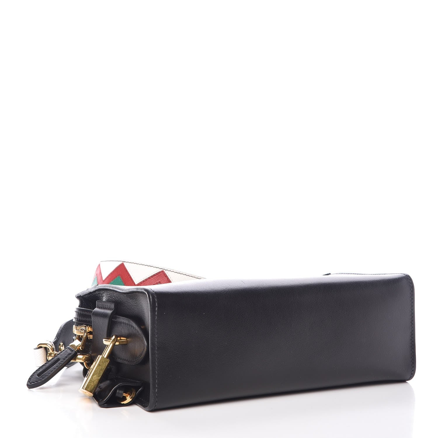 Prada City Calf Saffiano Esplanade Crossbody Bag Black Rosso 4 of 7