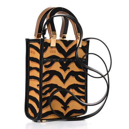 Fendi Canvas Vitello King Chinese New Year Tiger Embroidered Fendi Sunshine Shopper Tote Black Dark Yellow 3 of 12