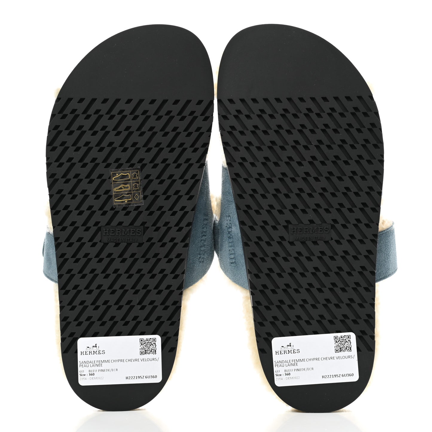 Suede Goatskin Woolskin Womens Chypre Sandals 36 Bleu Pinede