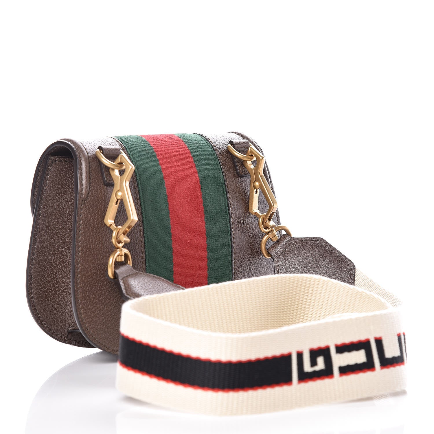 Gucci Textured Calfskin Web Crystal Heart Stripe Small Totem Shoulder Bag New Acero 3 of 14