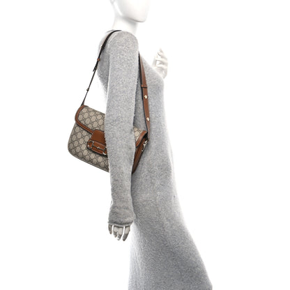 Gucci GG Supreme Monogram Horsebit 1955 Soft Small Shoulder Bag Beige Brown Sugar 2 of 9
