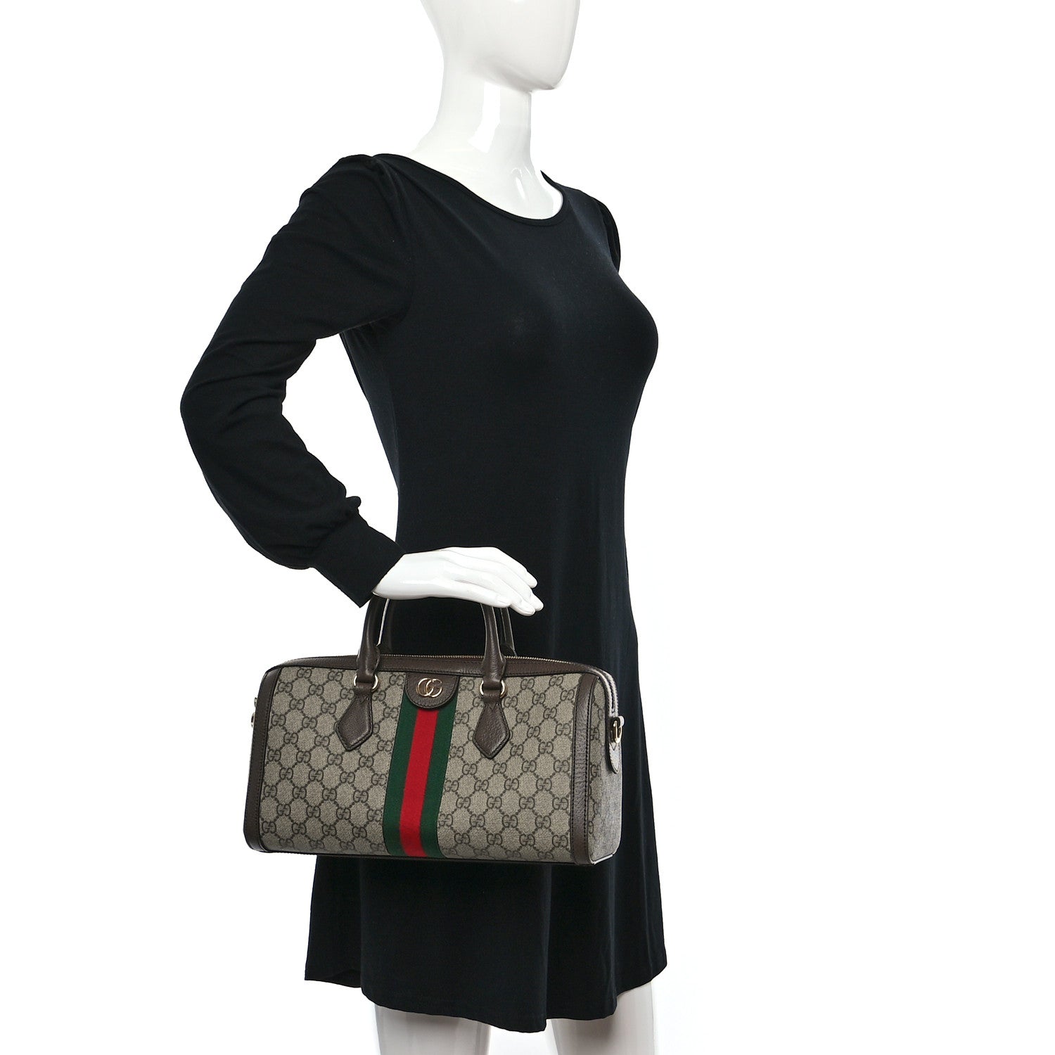 Gucci GG Supreme Monogram Web Medium Ophidia Boston Brown 2 of 11
