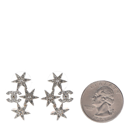 Chanel Crystal CC Star Earrings Silver 2 of 8