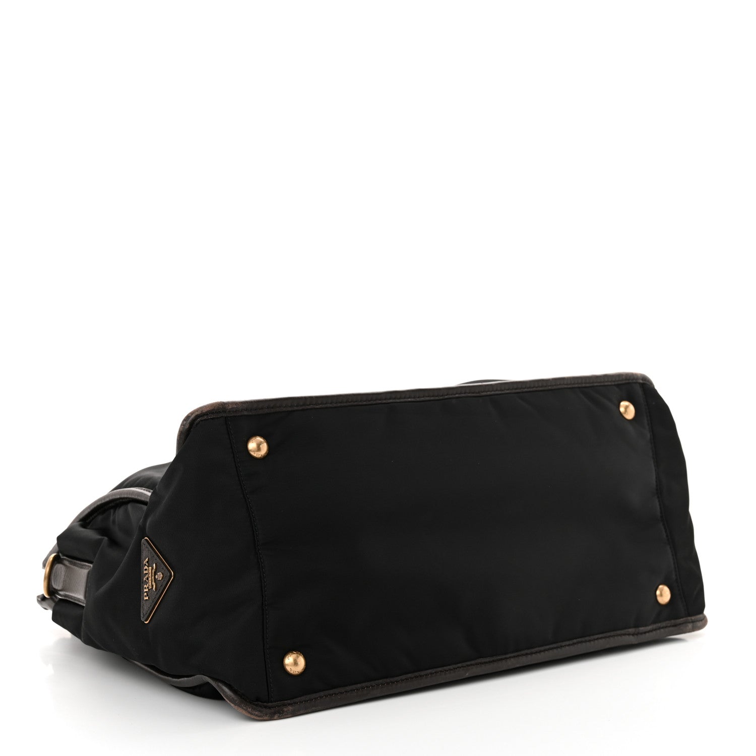 Prada Tessuto Nylon Jacquard Logo Tote Black Teak 4 of 15