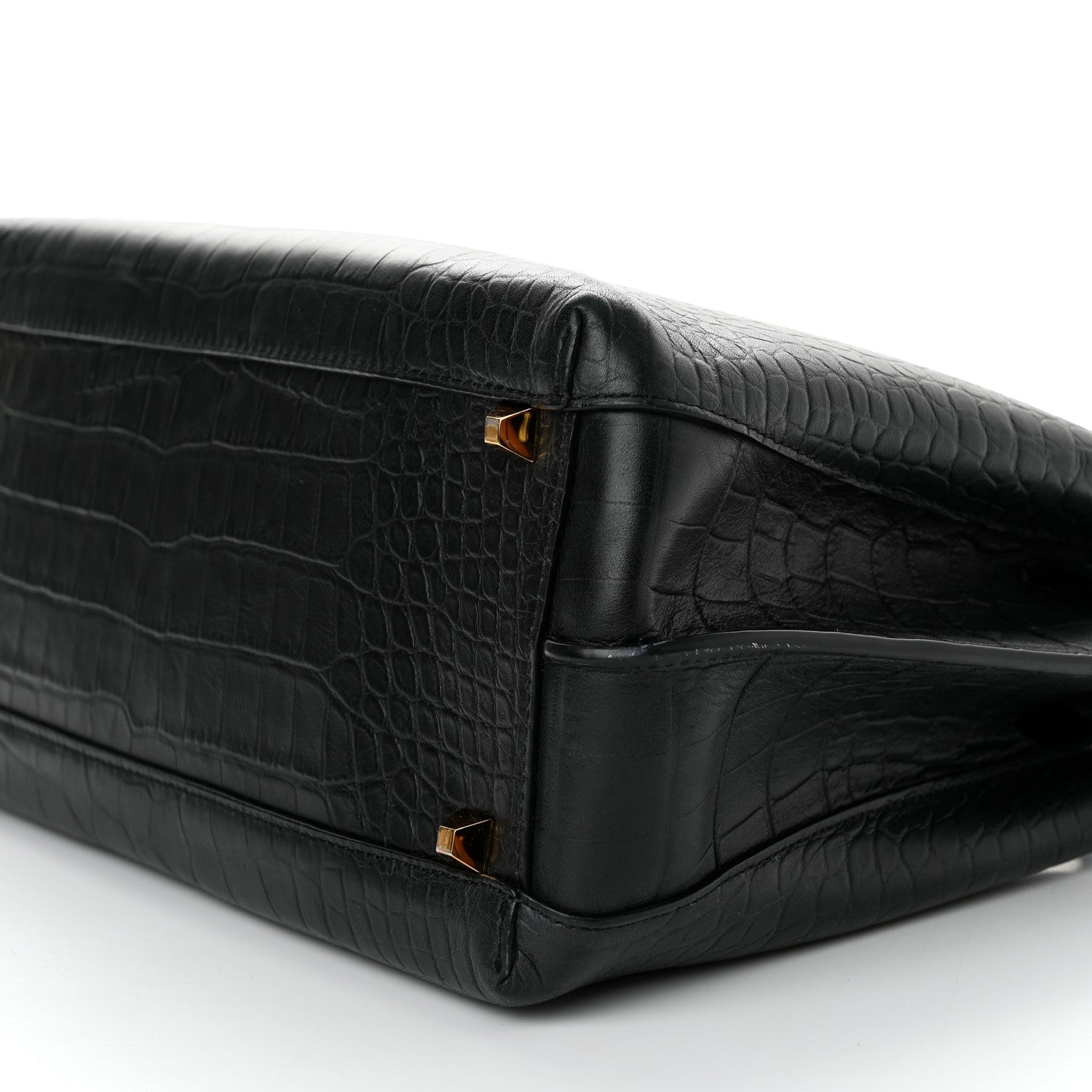 MCM Calfskin Crocodile Embossed Medium Milla Tote Black 10 of 10