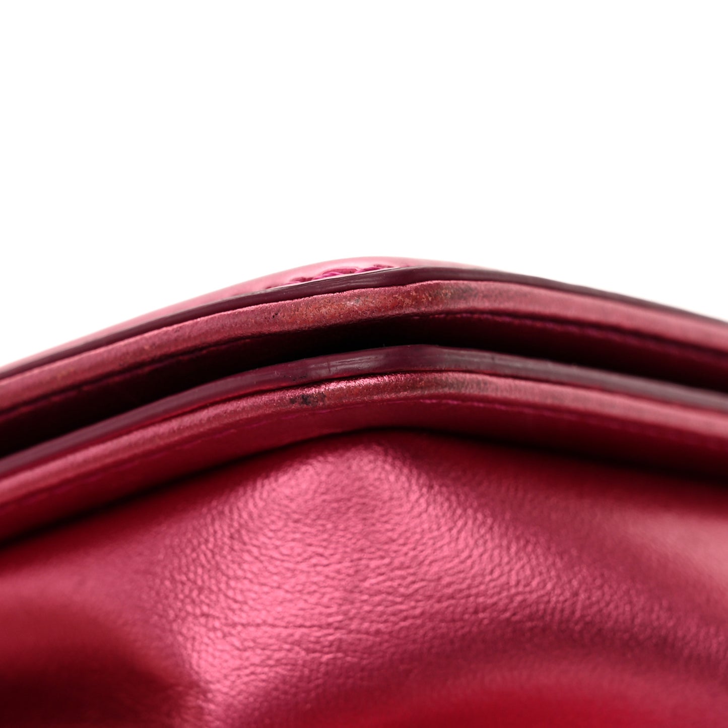 Metallic Patent Calfskin Quilted Medium Boy Flap Pink