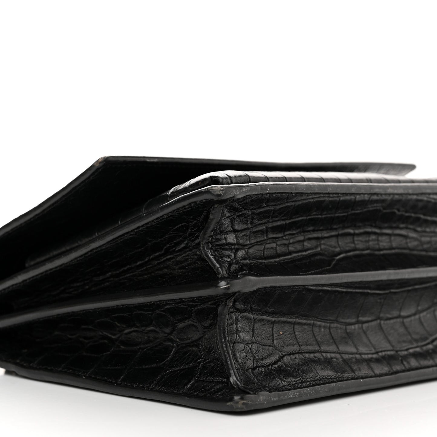 Calfskin Crocodile Embossed Medium Monogram Sunset Black