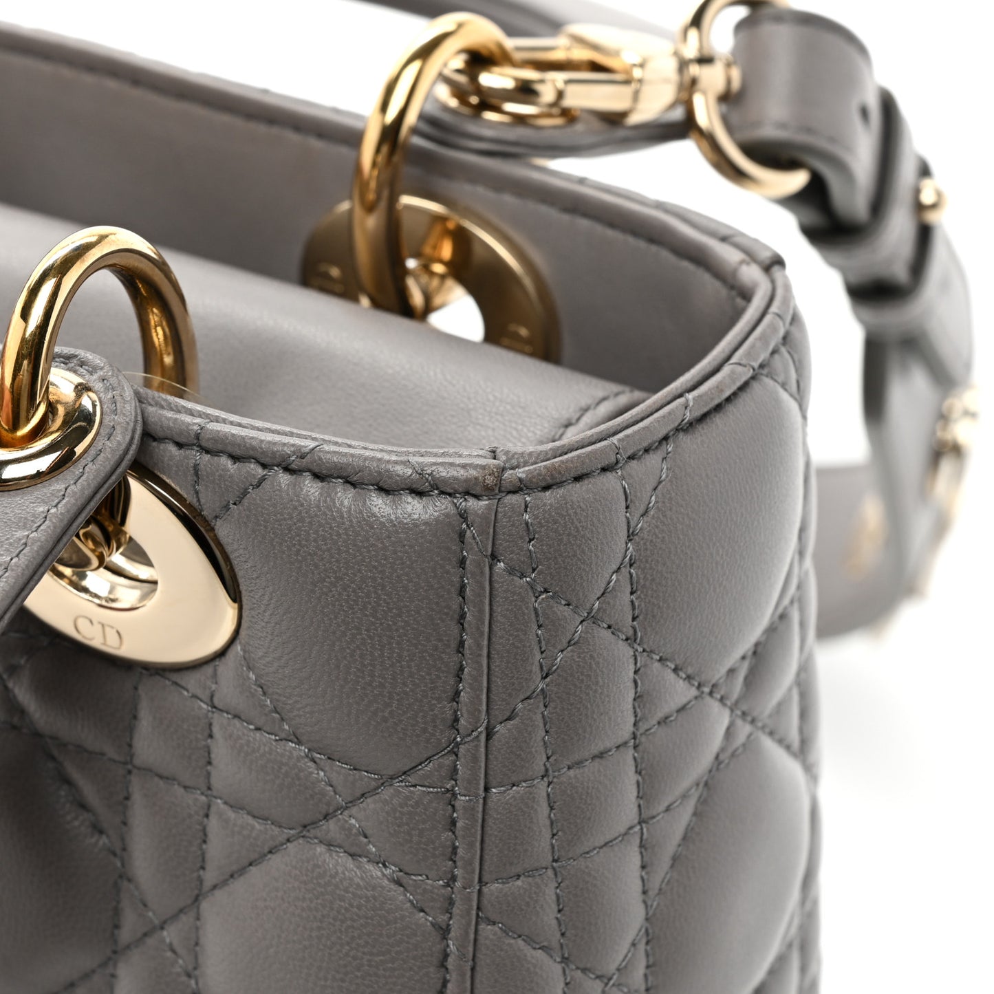 Lambskin Cannage Small Lucky Badges My Lady Dior Grey