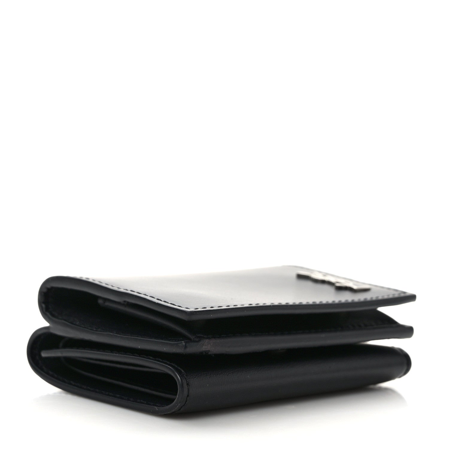 Saint Laurent SAINT LAURENT Smooth Calfskin Monogram Tiny Tri Fold Wallet Black 4 of 6