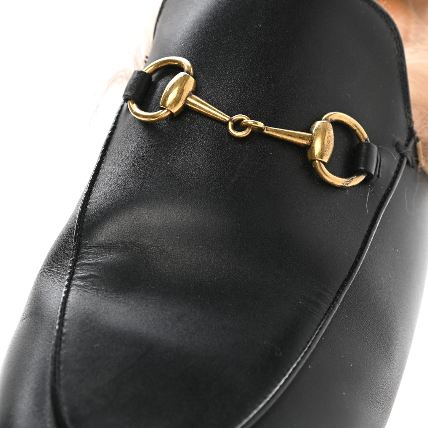 Calfskin Fur Womens Princetown Slippers 40 Black
