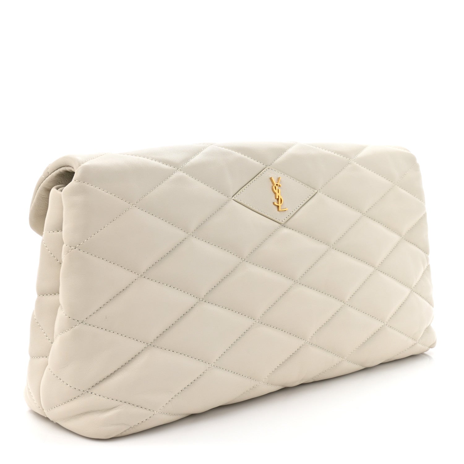 Saint Laurent Lambskin Quilted Sade Puffer Envelope Clutch Crema Soft 3 of 9