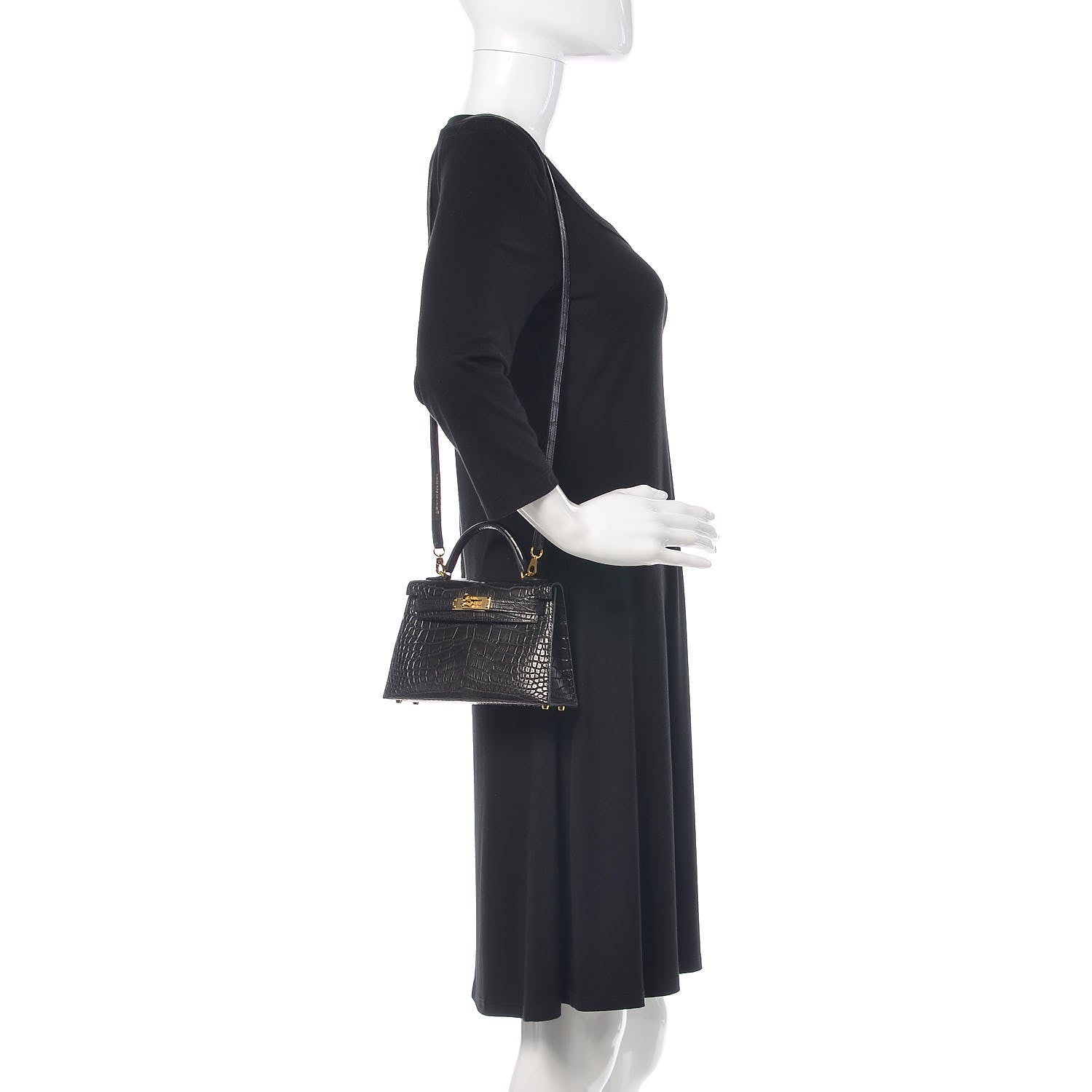Hermes Matte Alligator Mini Kelly Sellier 20 Black 2 of 39
