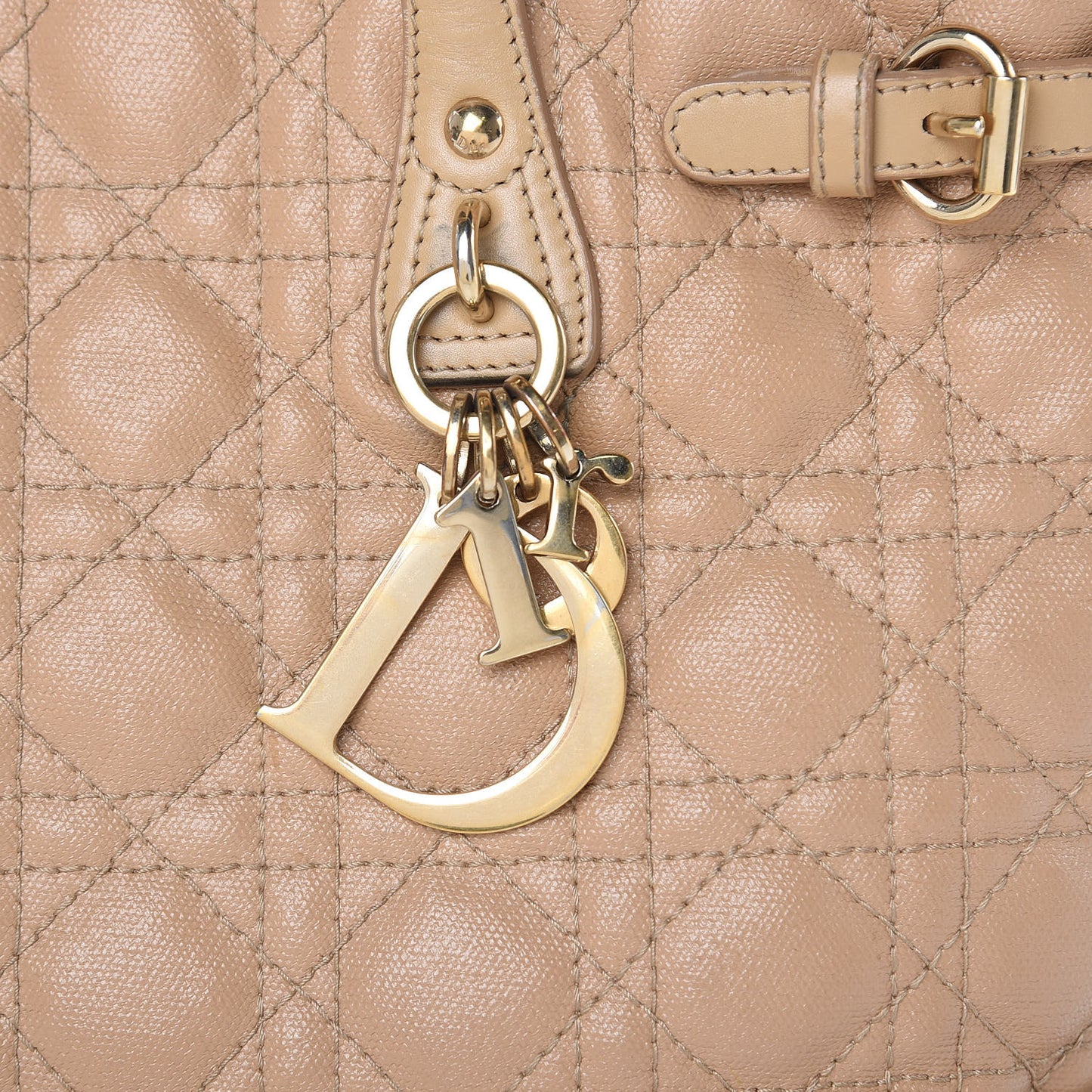 Coated Canvas Cannage Mini Panarea Tote Beige