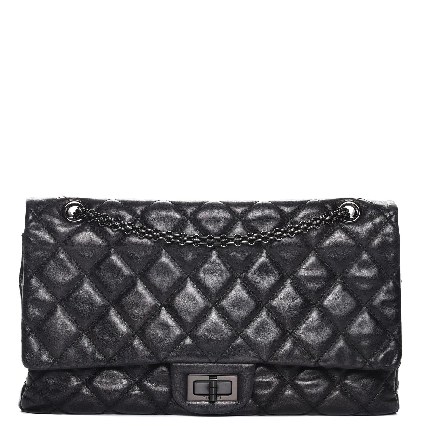 Glazed Calfskin Quilted 2.55 Reissue 227 Flap So Black