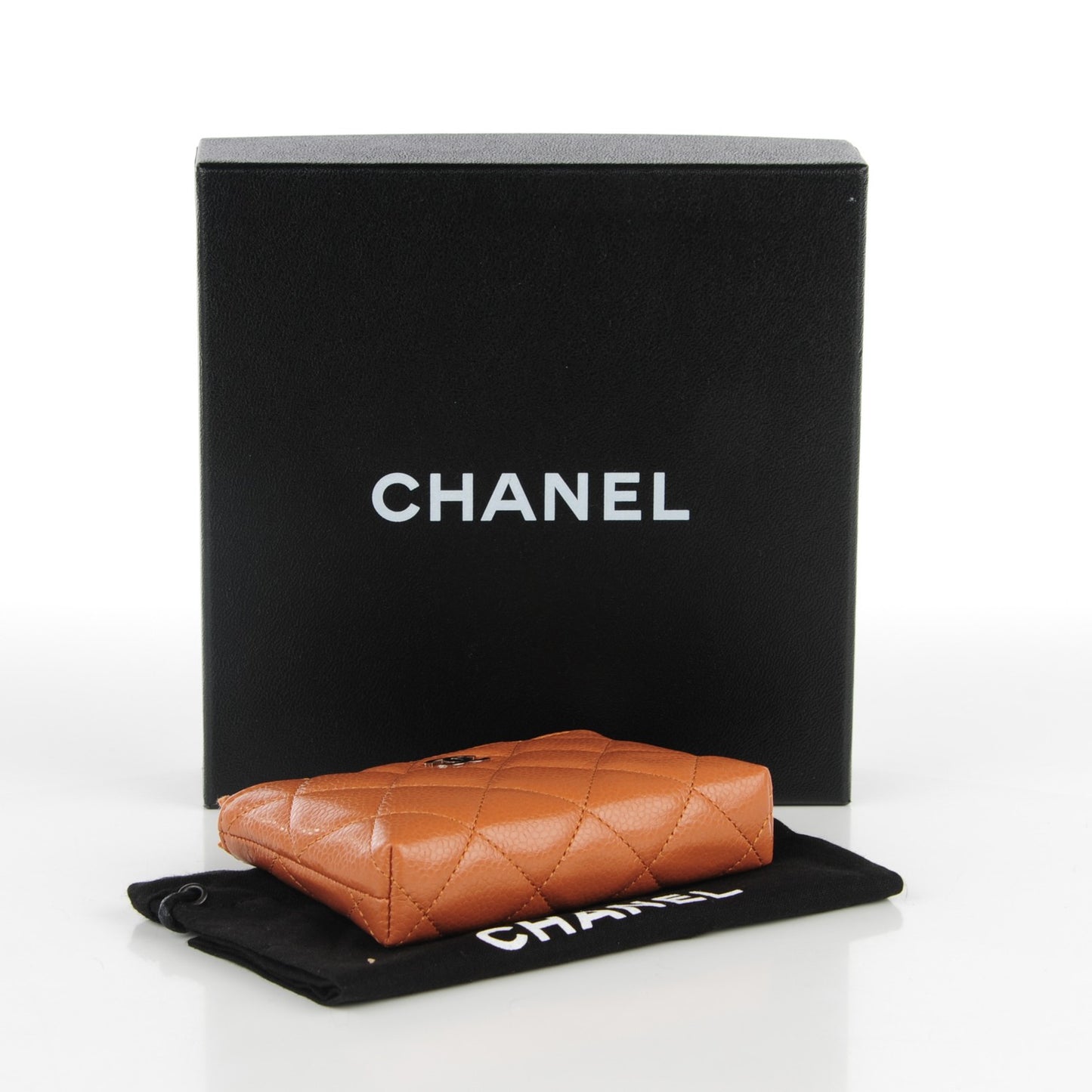 Caviar Quilted Key Holder Case Light Brown