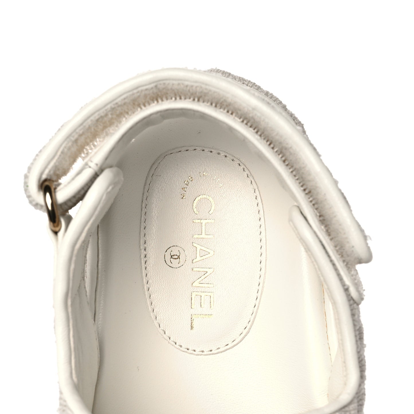 Knit Fabric Velcro Dad Sandals 36 Ivory