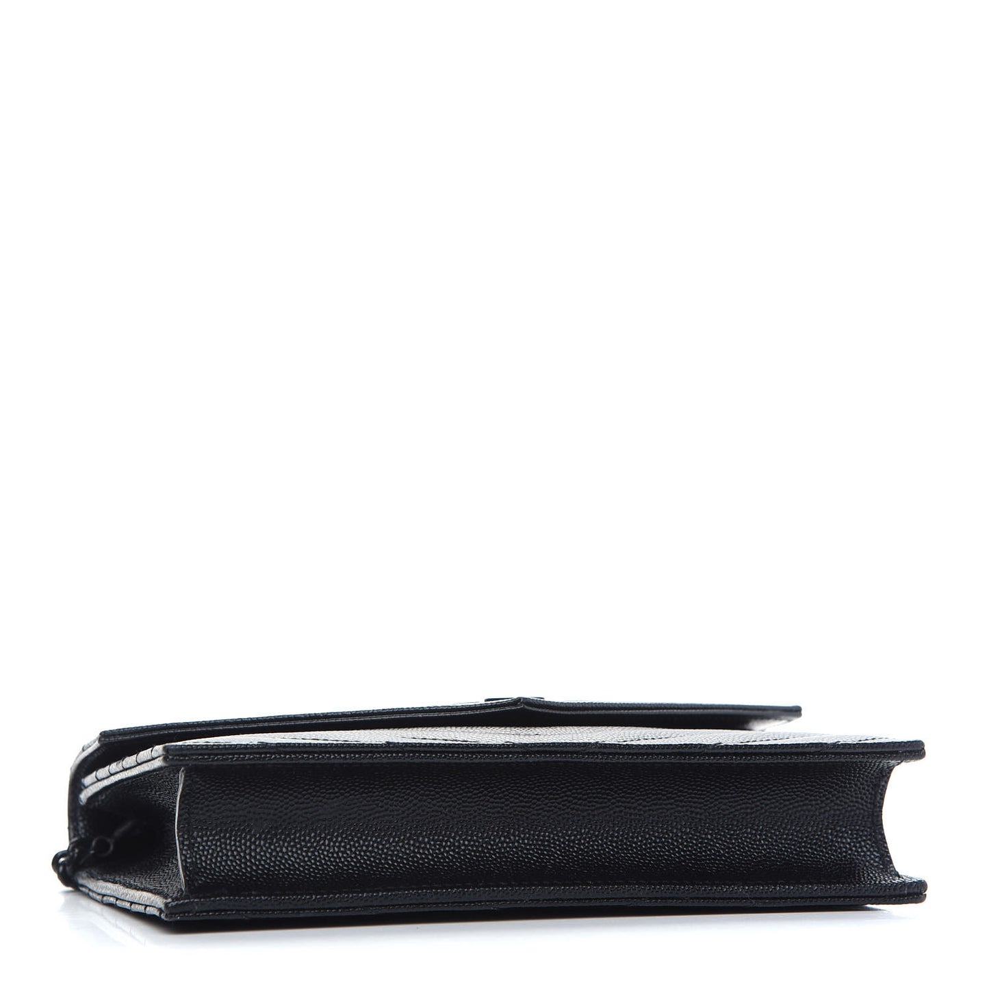 Grain De Poudre Matelasse Chevron Monogram Envelope Chain Wallet Black