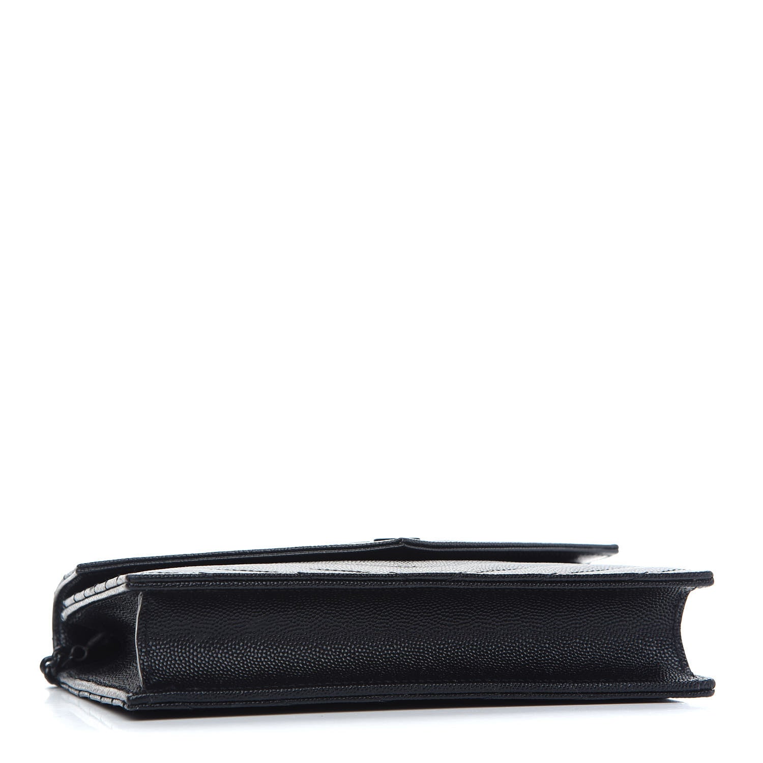 Saint Laurent Grain De Poudre Matelasse Chevron Monogram Envelope Chain Wallet Black 4 of 10