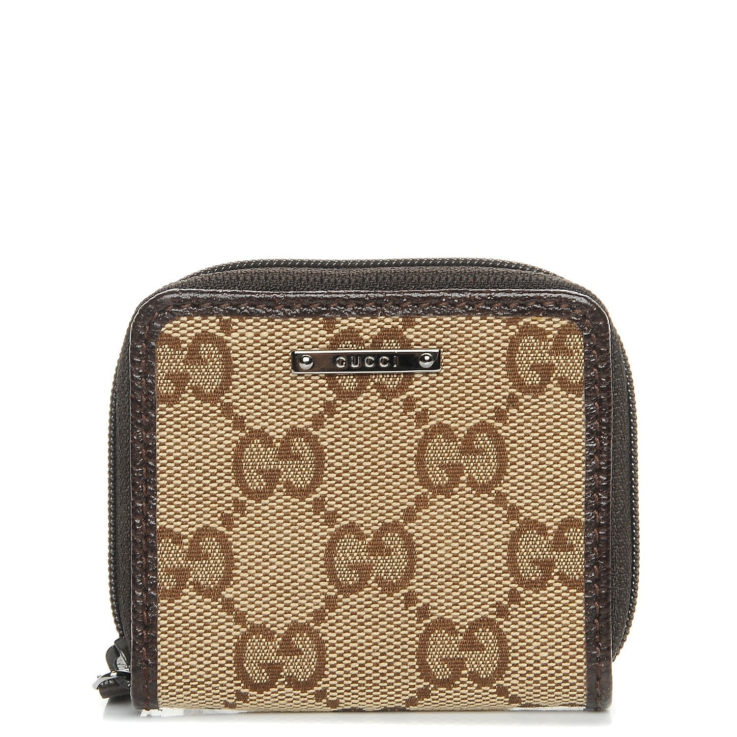 Gucci Monogram Zip Around Coin Purse Brown 1 of 8
