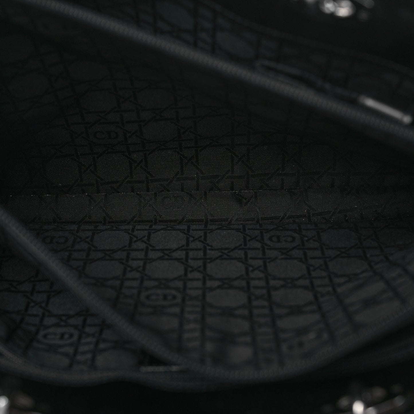 Glazed Calfskin Large Lady Dior Tote Black