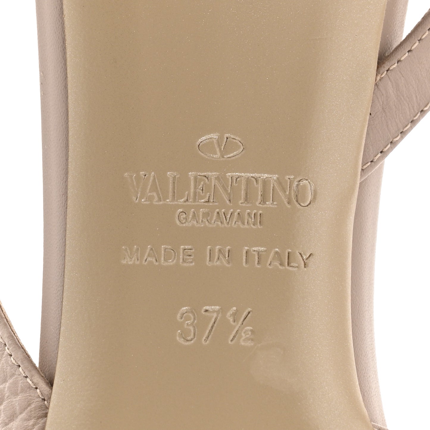 Pebbled Calfskin Rockstud Half D'Orsay Slingback 50mm Pumps 37.5 Poudre