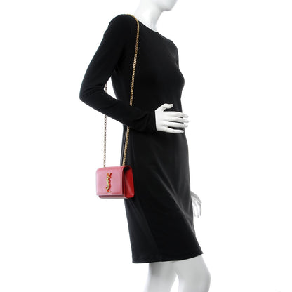 Saint Laurent Grain De Poudre Small Monogram Kate Satchel Red 2 of 6