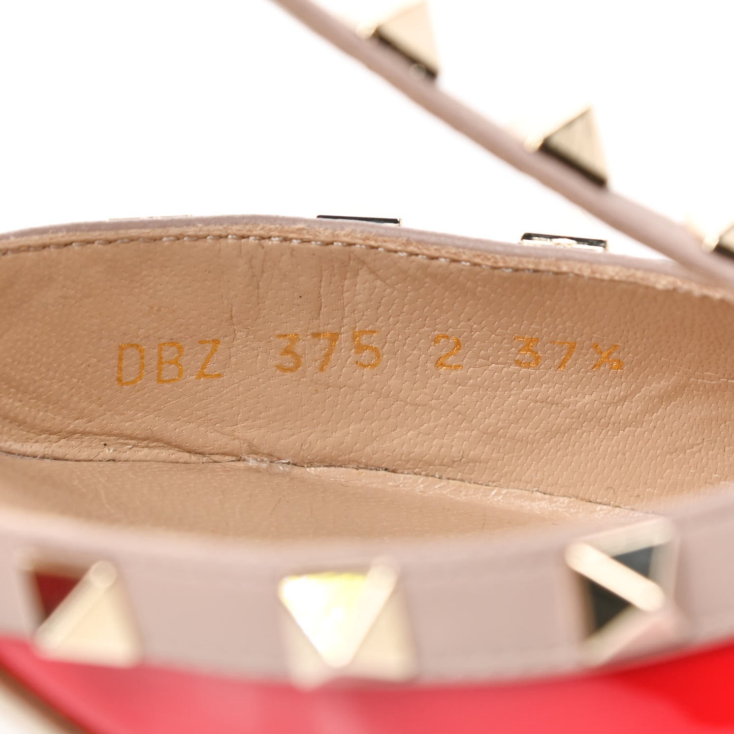Patent Nappa Rockstud Ankle Strap 65mm Pumps 37.5 Rosso Valentino Poudre
