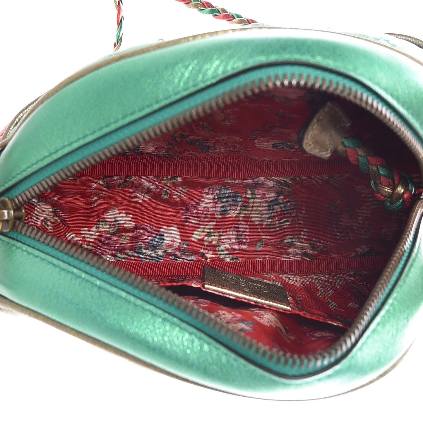 Laminated Nappa Trapuntata Mini Zumi Dome Shoulder Bag Rosso Jasmine Green Rame