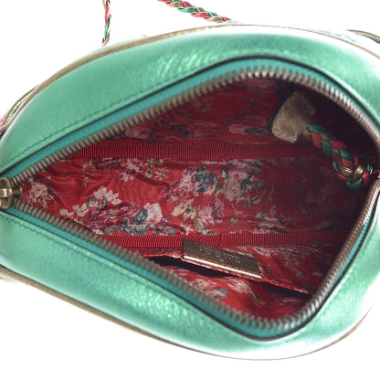Gucci Laminated Nappa Trapuntata Mini Zumi Dome Shoulder Bag Rosso Jasmine Green Rame 5 of 9