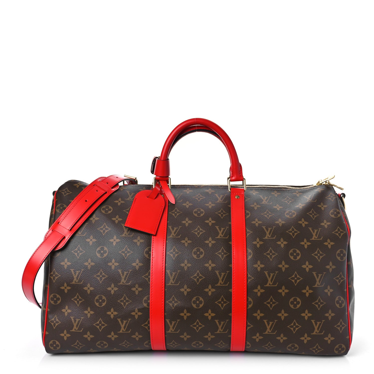 Louis Vuitton Calfskin Monogram Keepall Bandouliere 50 Coquelicot 1 of 9