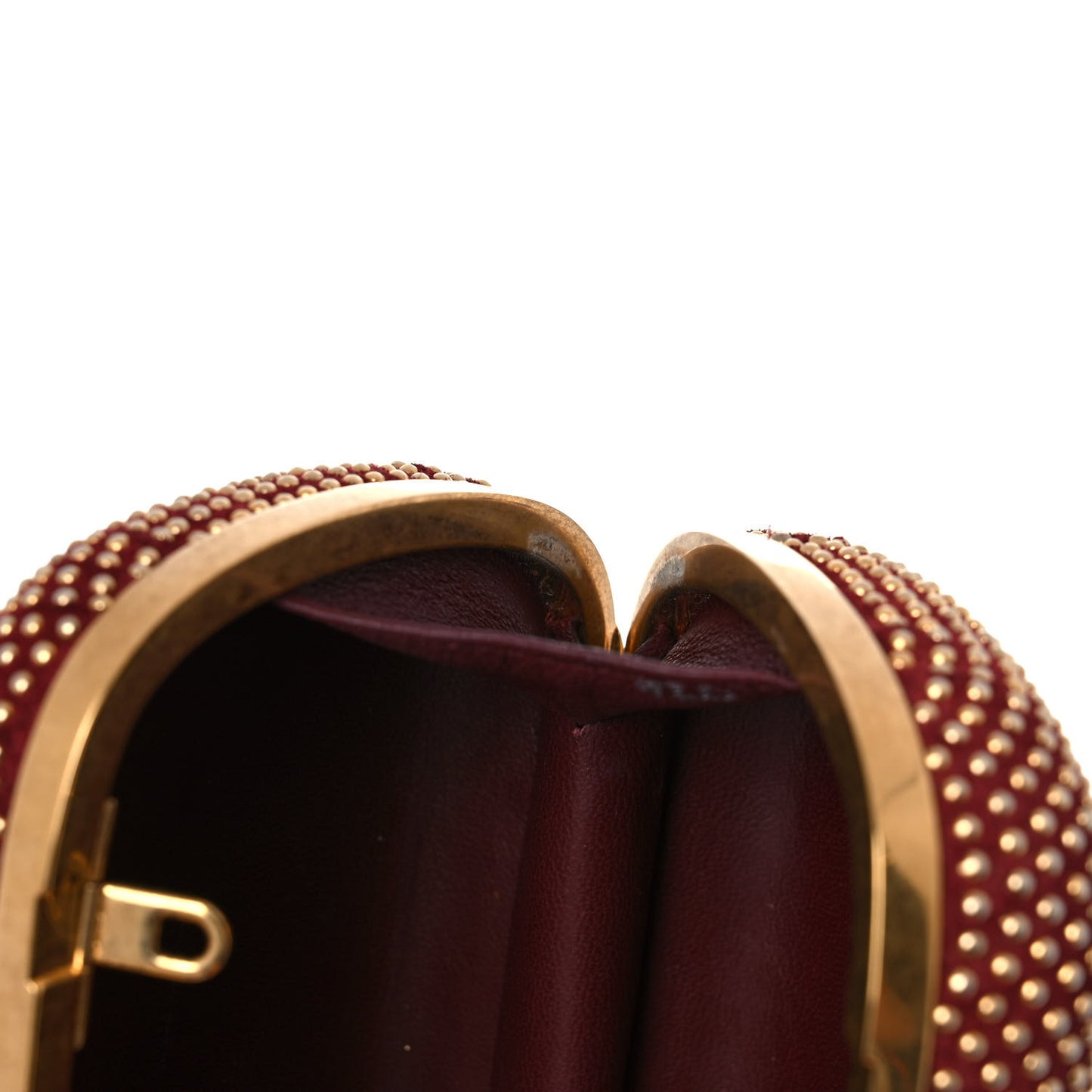 Suede Studded Skull Box Clutch Red