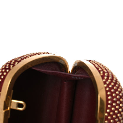 Alexander McQueen Suede Studded Skull Box Clutch Red 14 of 14