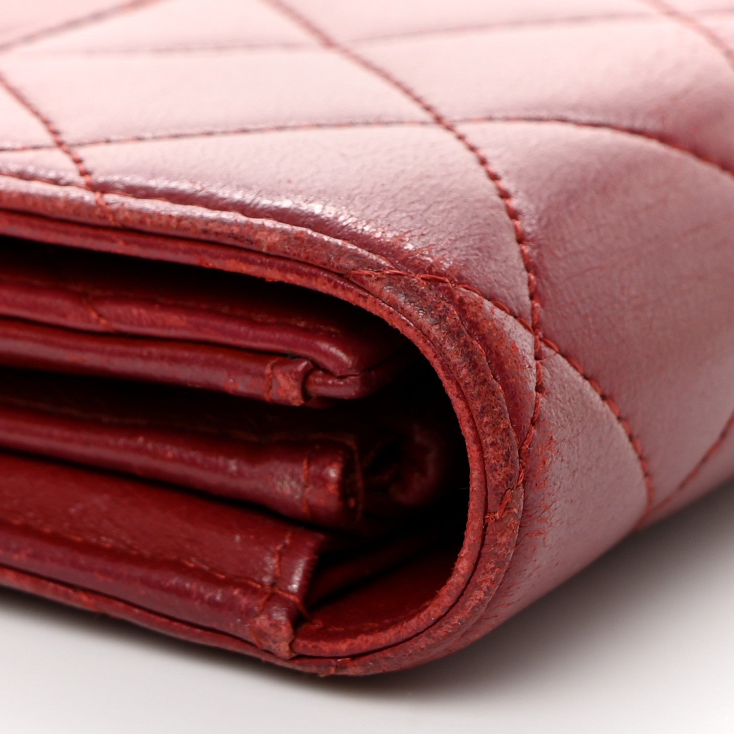 Chanel Lambskin Quilted Large Gusset Flap Wallet Red 11 of 14