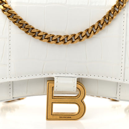 Balenciaga Shiny Calfskin Crocodile Embossed Hourglass Chain Bag White 11 of 11