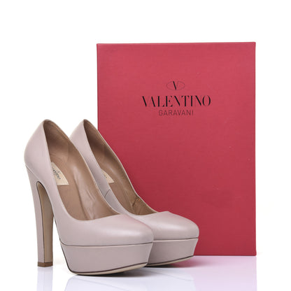 Valentino Garavani Calfskin Platform Pumps 39 Poudre 19 of 19