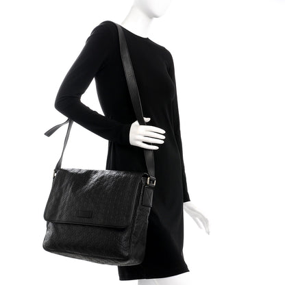 Gucci Guccissima Medium Flap Messenger Bag Black 2 of 8