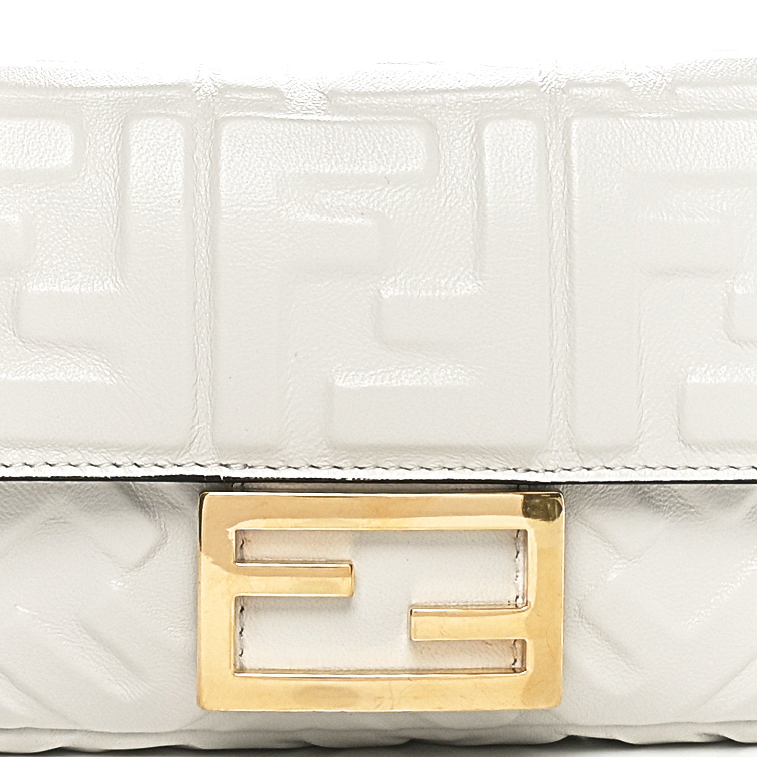 Fendi Nappa FF 1974 Embossed Mini Baguette White 8 of 10