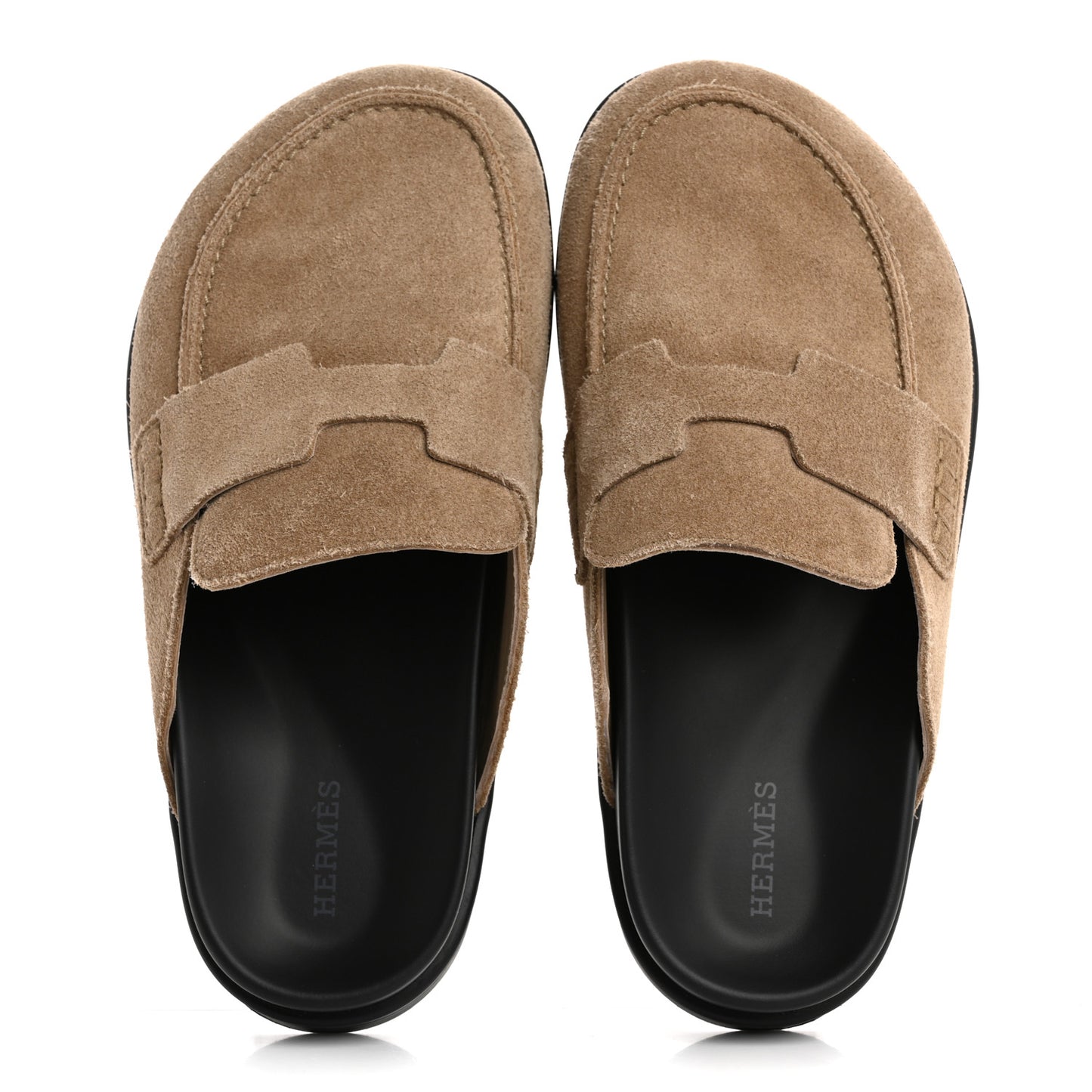 Suede Calfskin Mens Go Mules 36 Beige Argile