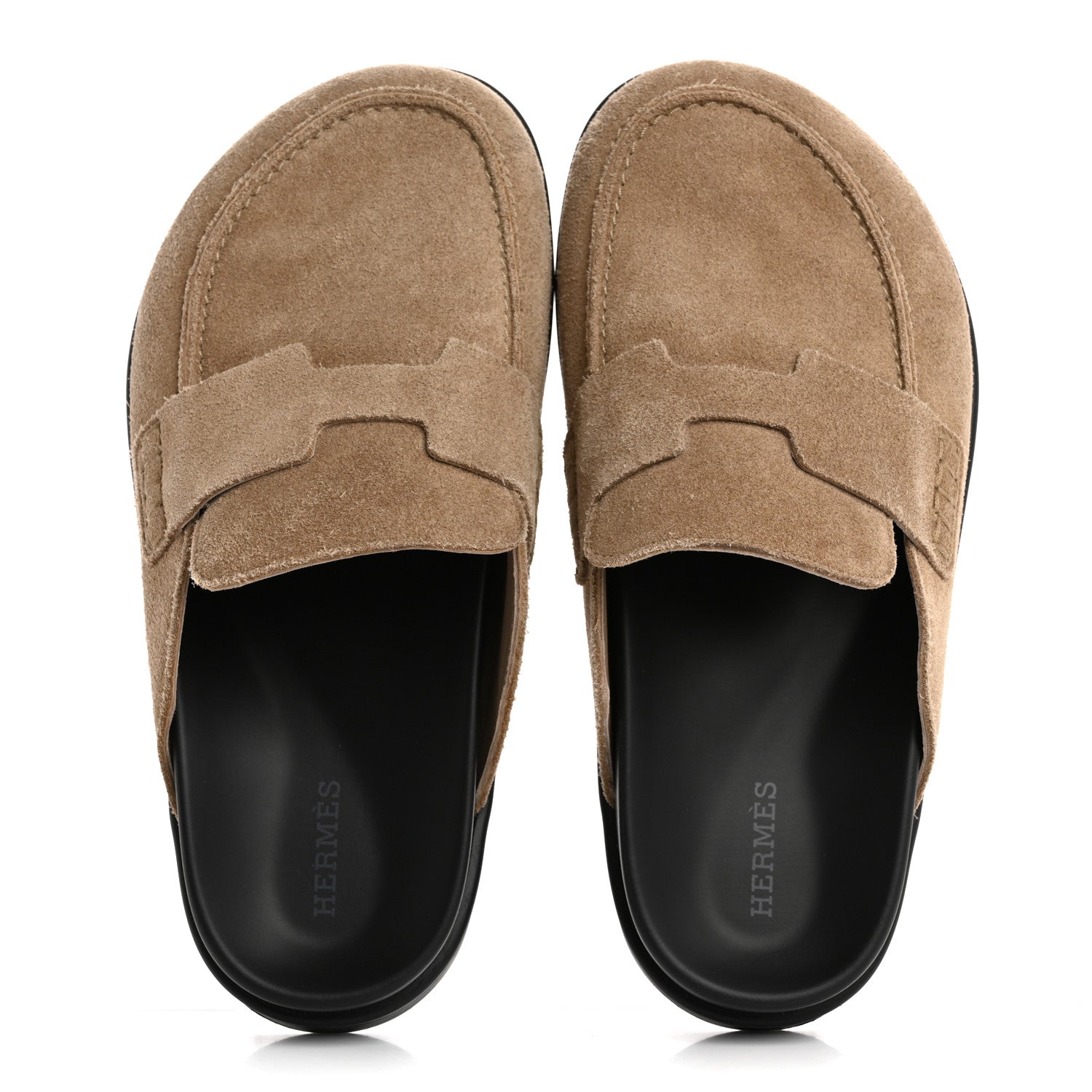 Hermes Suede Calfskin Mens Go Mules 36 Beige Argile 2 of 10