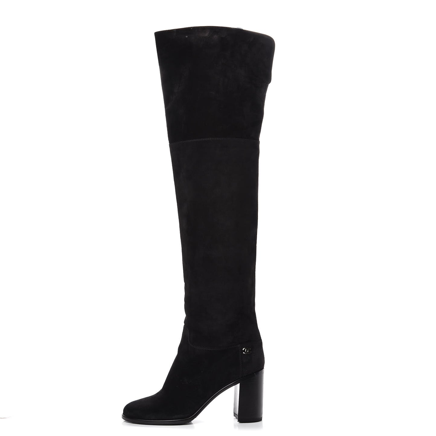 Suede Calfskin CC Over The Knee Boots 39 Black