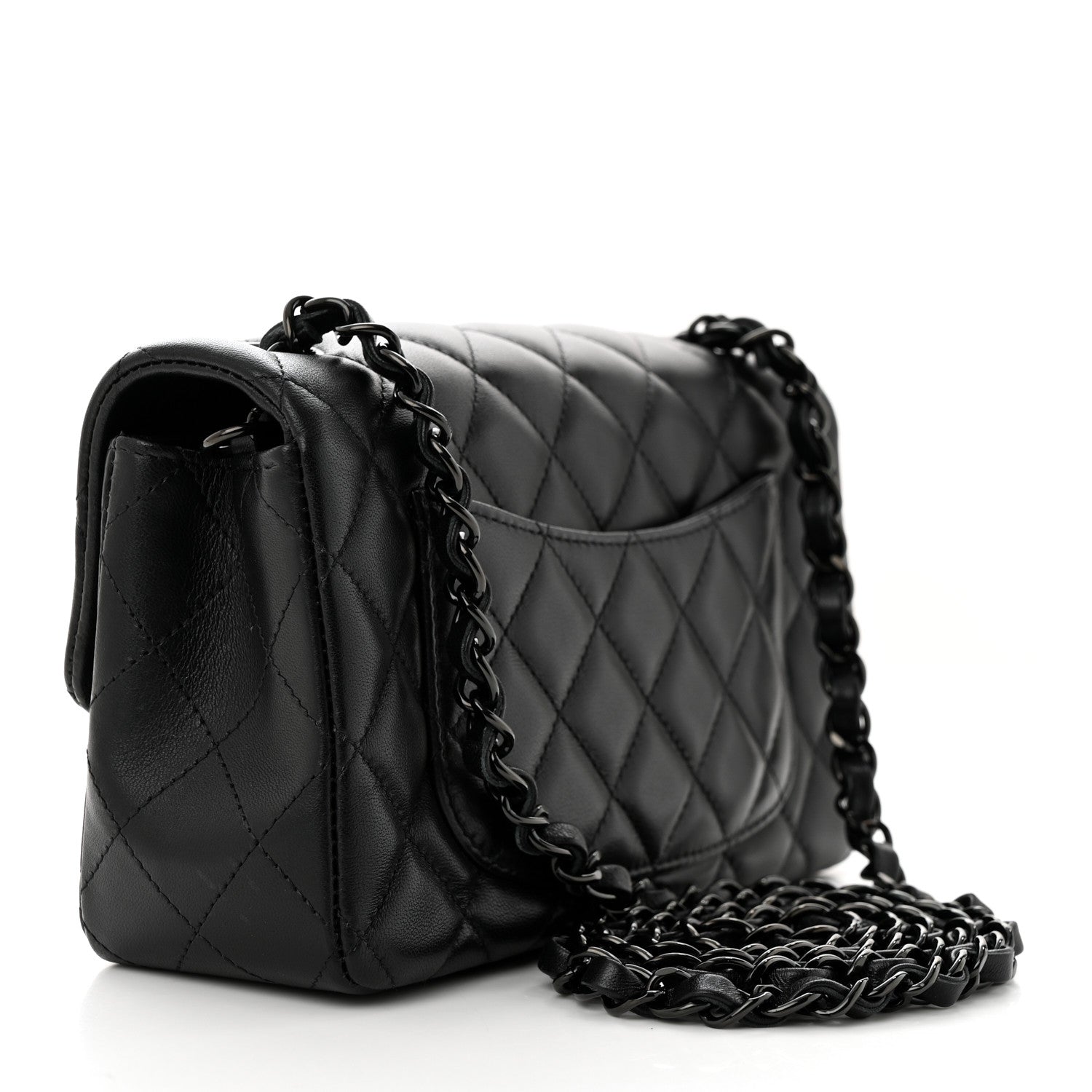 Chanel Lambskin Quilted Mini Rectangular Flap So Black 3 of 11