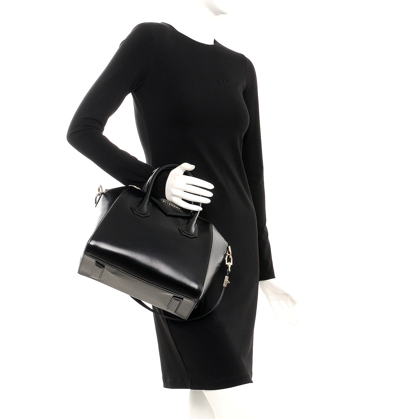 Shiny Lord Calfskin Small Antigona Black