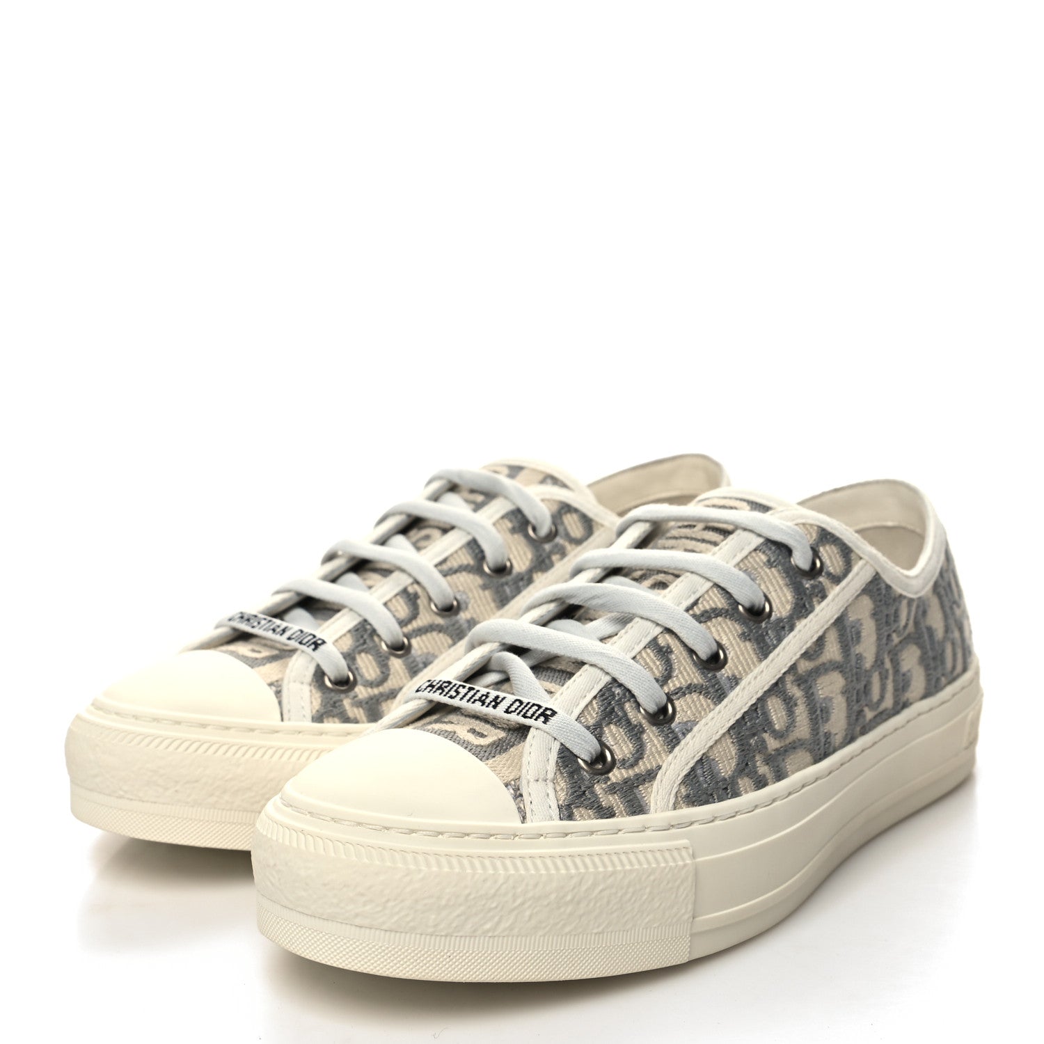 Christian Dior Canvas Oblique Walk Dior Low Top Sneakers 38.5 Grey Stone 3 of 8