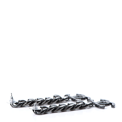 Chanel Metal CC Pick Drop Earrings Ruthenium 3 of 5