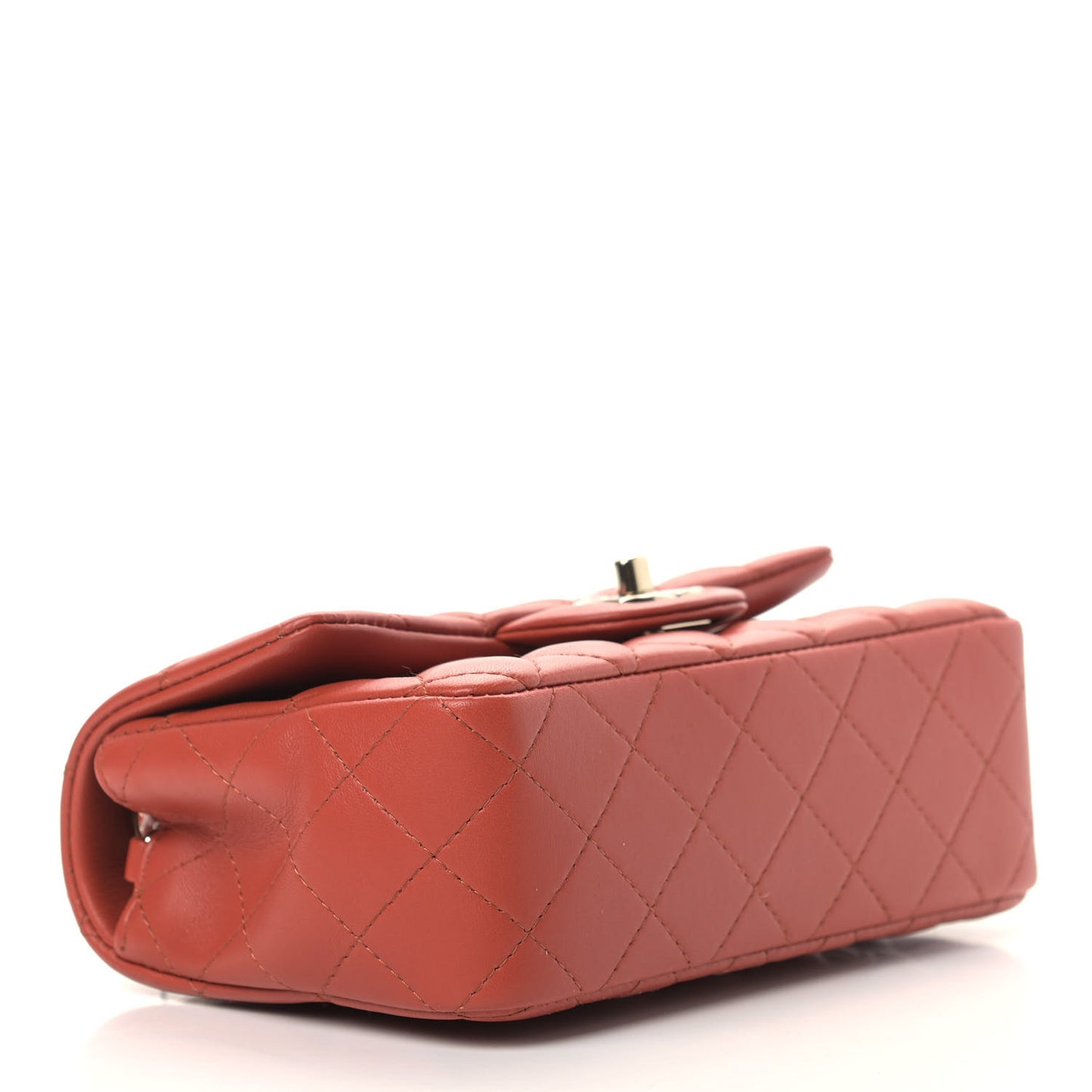 Lambskin Quilted Mini Rectangular Flap Brown